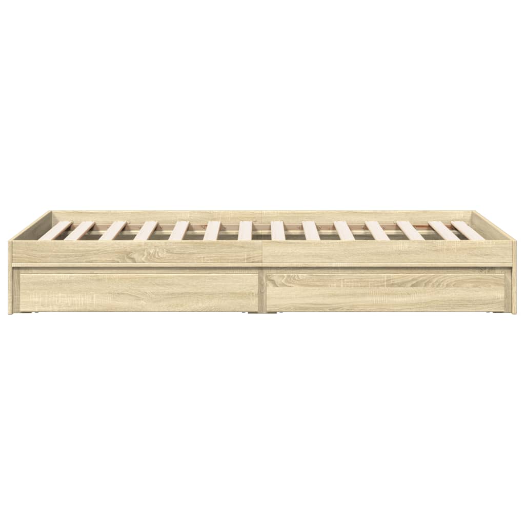 Sengeramme Med Skuffer Sonoma Eik 90X200 Cm Konstruert Tre