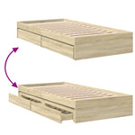 Sengeramme Med Skuffer Sonoma Eik 90X200 Cm Konstruert Tre