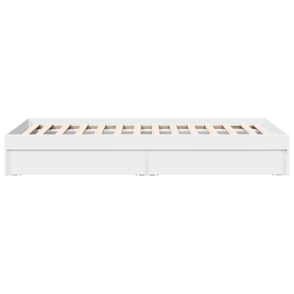 Sengeramme Med Skuffer Hvit 75X190 Cm Konstruert Tre