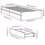 Sengeramme Med Skuffer Sonoma Eik 75X190 Cm Konstruert Tre