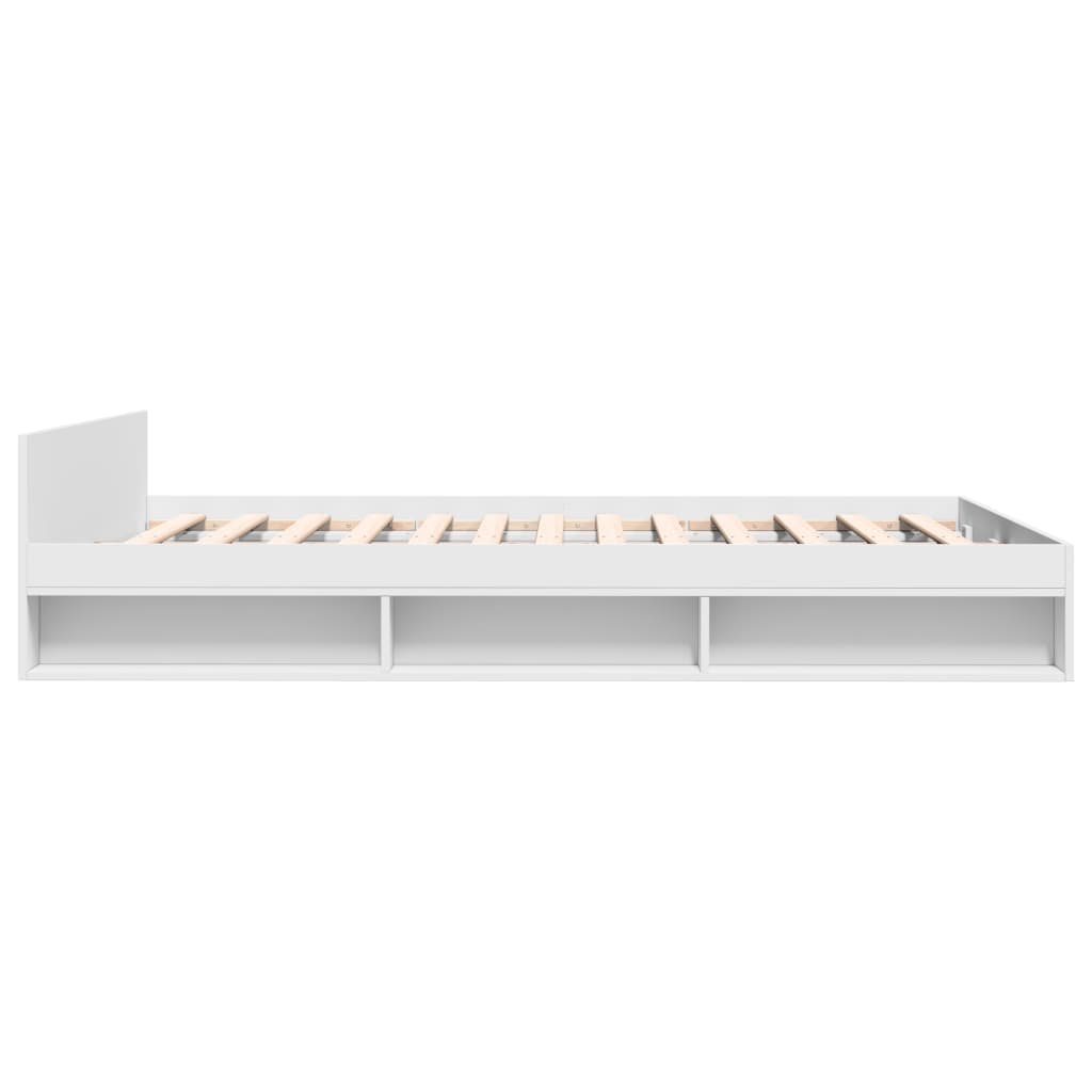 Sengeramme Høyglans Hvit 140X200 Cm Konstruert Tre