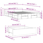 Sengeramme Høyglans Hvit 140X200 Cm Konstruert Tre