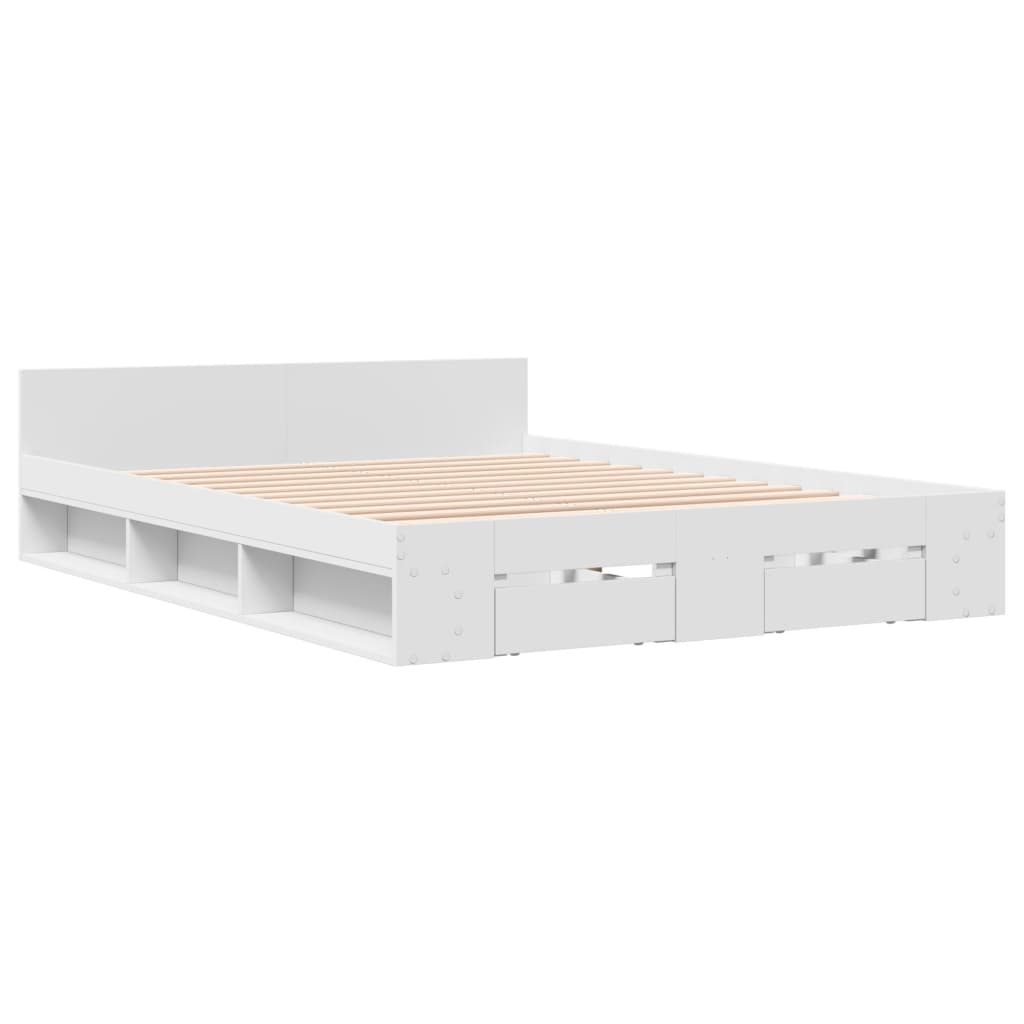 Sengeramme Med Skuffer Hvit 120X190 Cm Konstruert Tre