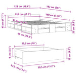 Sengeramme Med Skuffer Hvit 120X190 Cm Konstruert Tre
