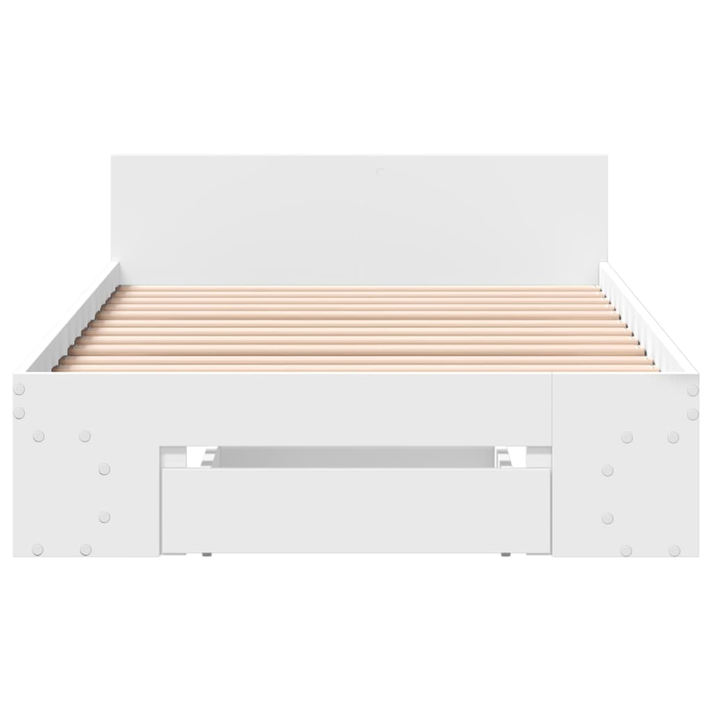 Sengeramme Med Skuff Hvit 75X190 Cm Konstruert Tre