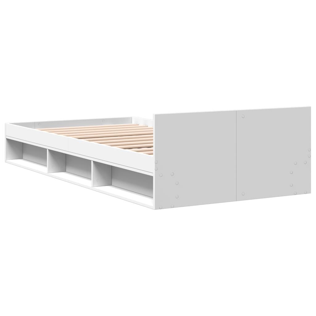 Sengeramme Med Skuff Hvit 75X190 Cm Konstruert Tre