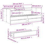 Dagseng Med Skuffer Uten Madrass Hvit 100X200 Cm