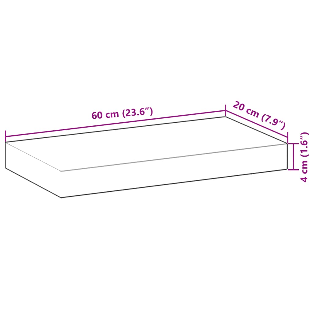 Flytende Hylle 60X20X4 Cm Oljebehandlet Heltre Akasie