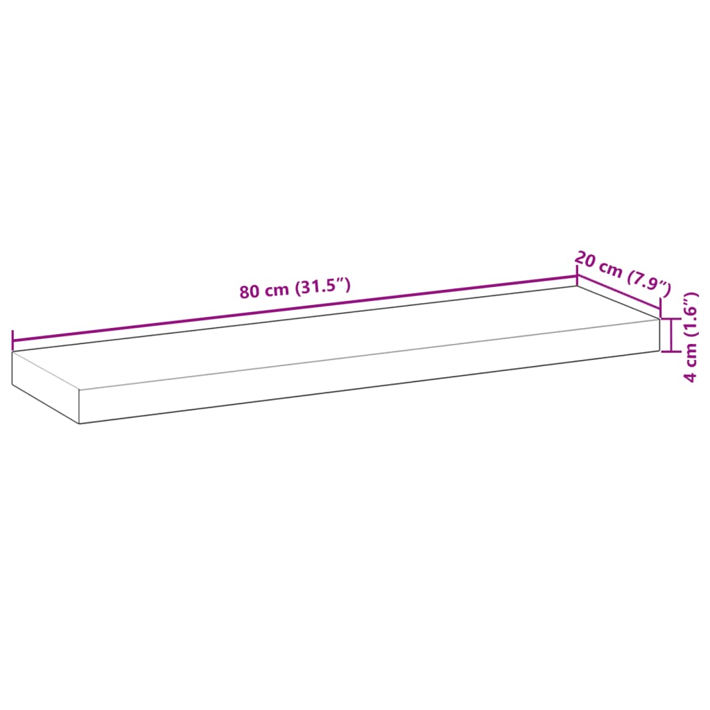 Flytende Hylle 80X20X4 Cm Oljebehandlet Heltre Akasie