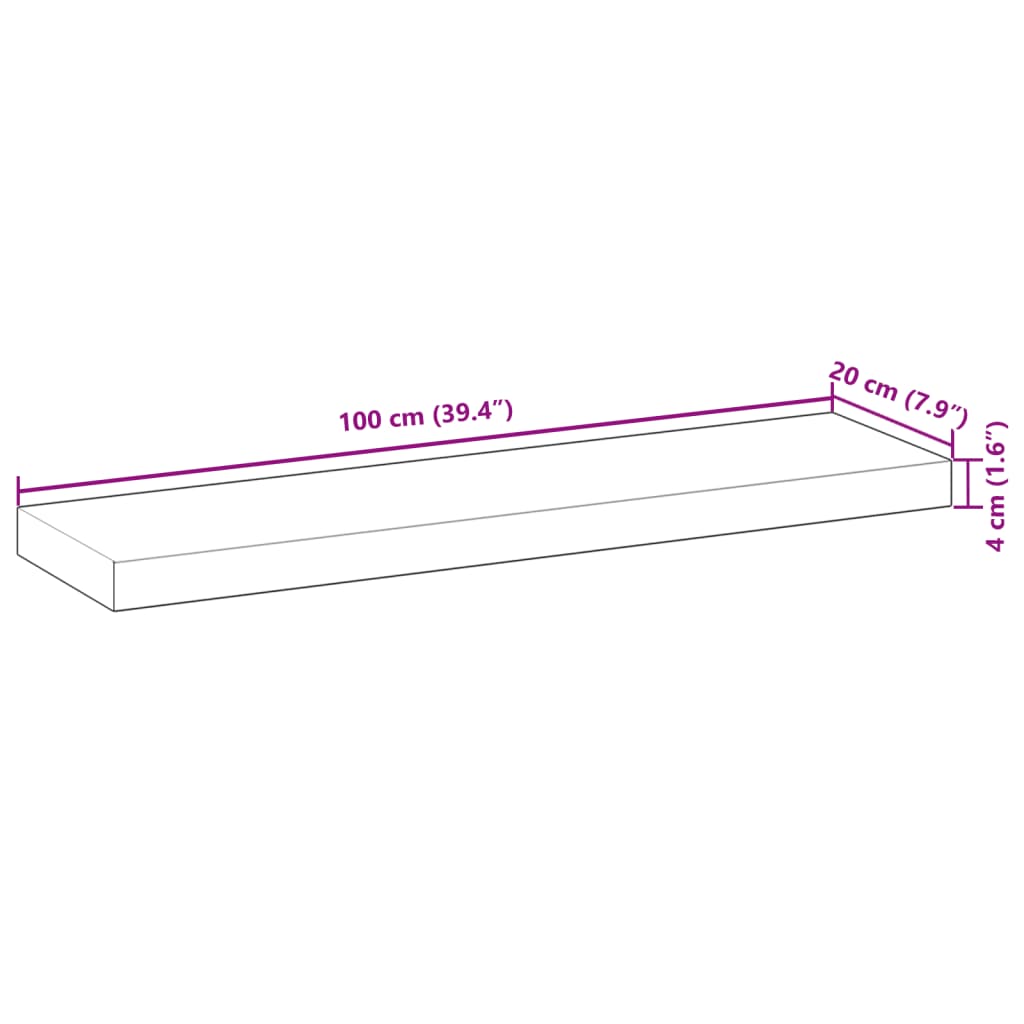 Flytende Hylle 100X20X4 Cm Oljebehandlet Heltre Akasie