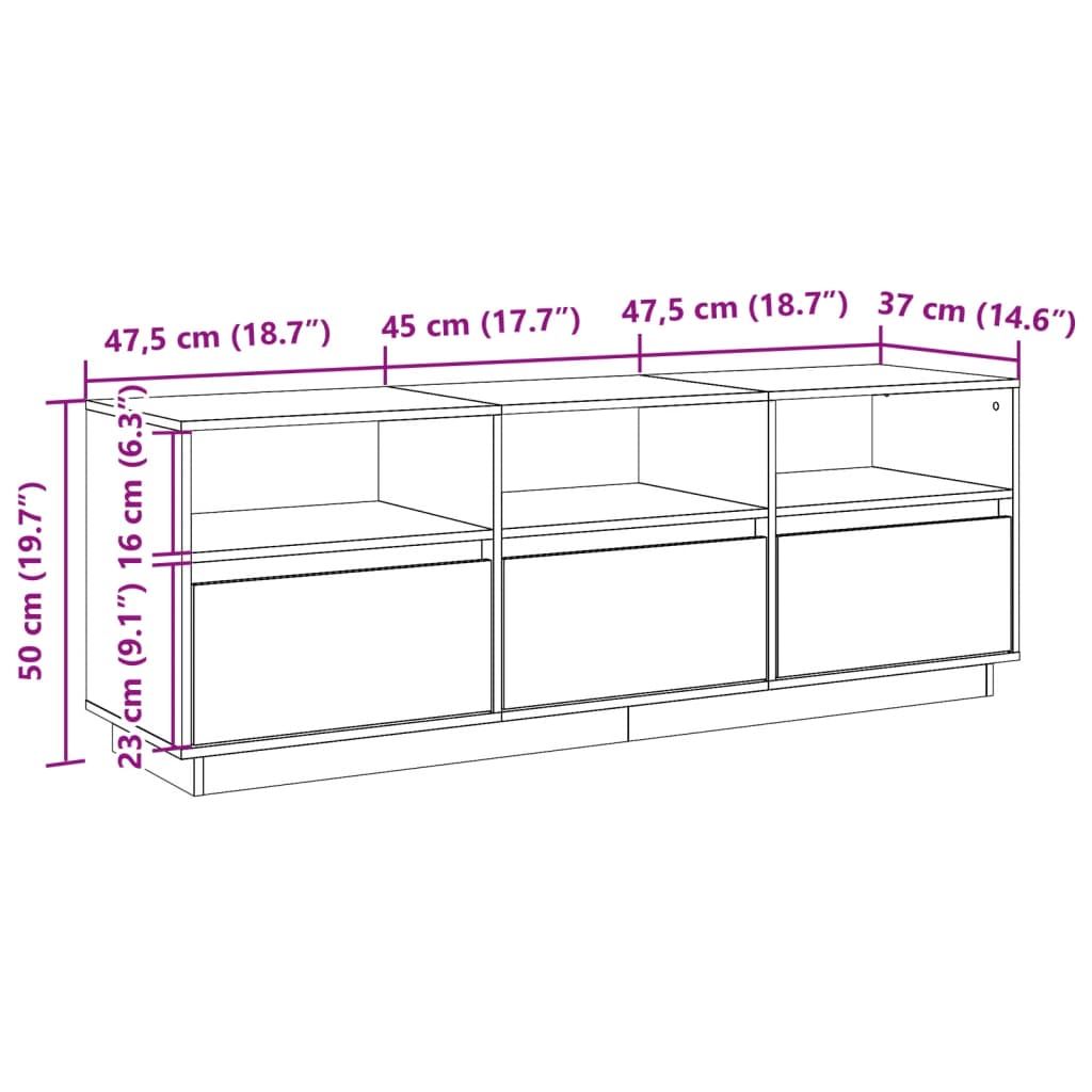 Tv-Benk Voksbrun 140X37X50 Cm Heltre Furu