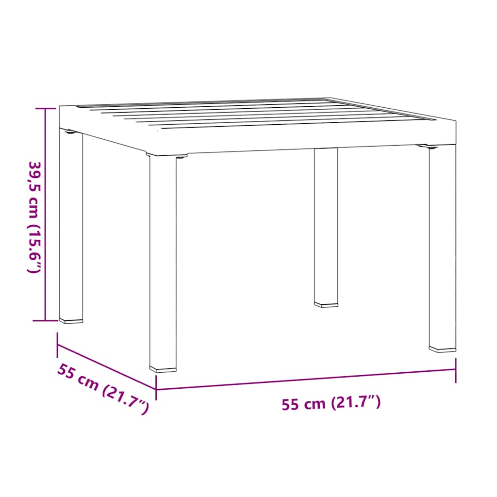 Utendørs Salongbord Svart 55X55X39,5 Cm Pulverlakkert Stål