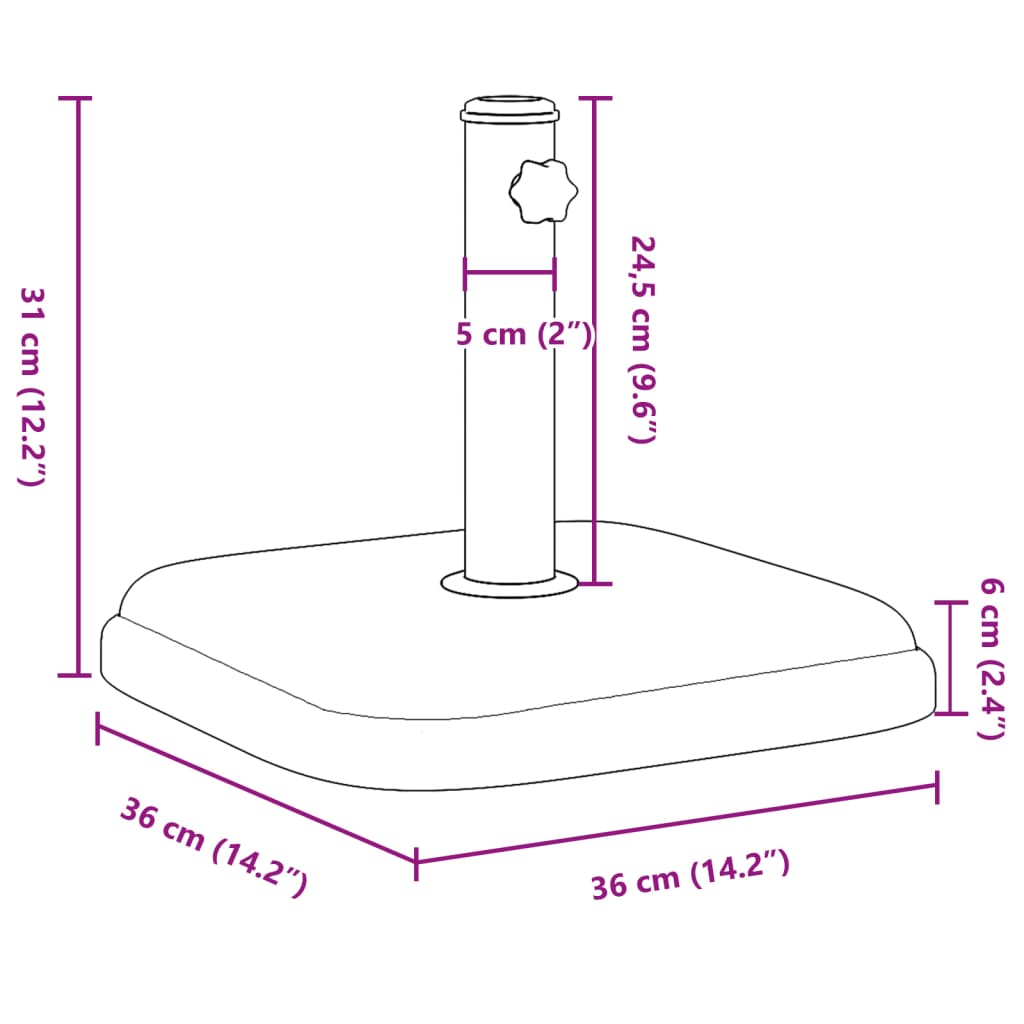 Parasollfot For Ø32/35/38 Mm Stenger 11 Kg Firkantet