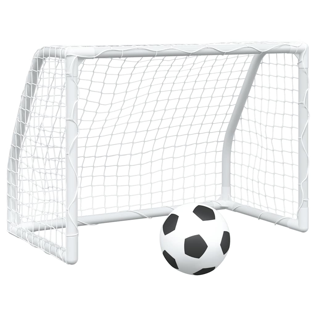 Fotballmål For Barn 2 Stk Med Ball Hvit 64X35X48 Cm Metall