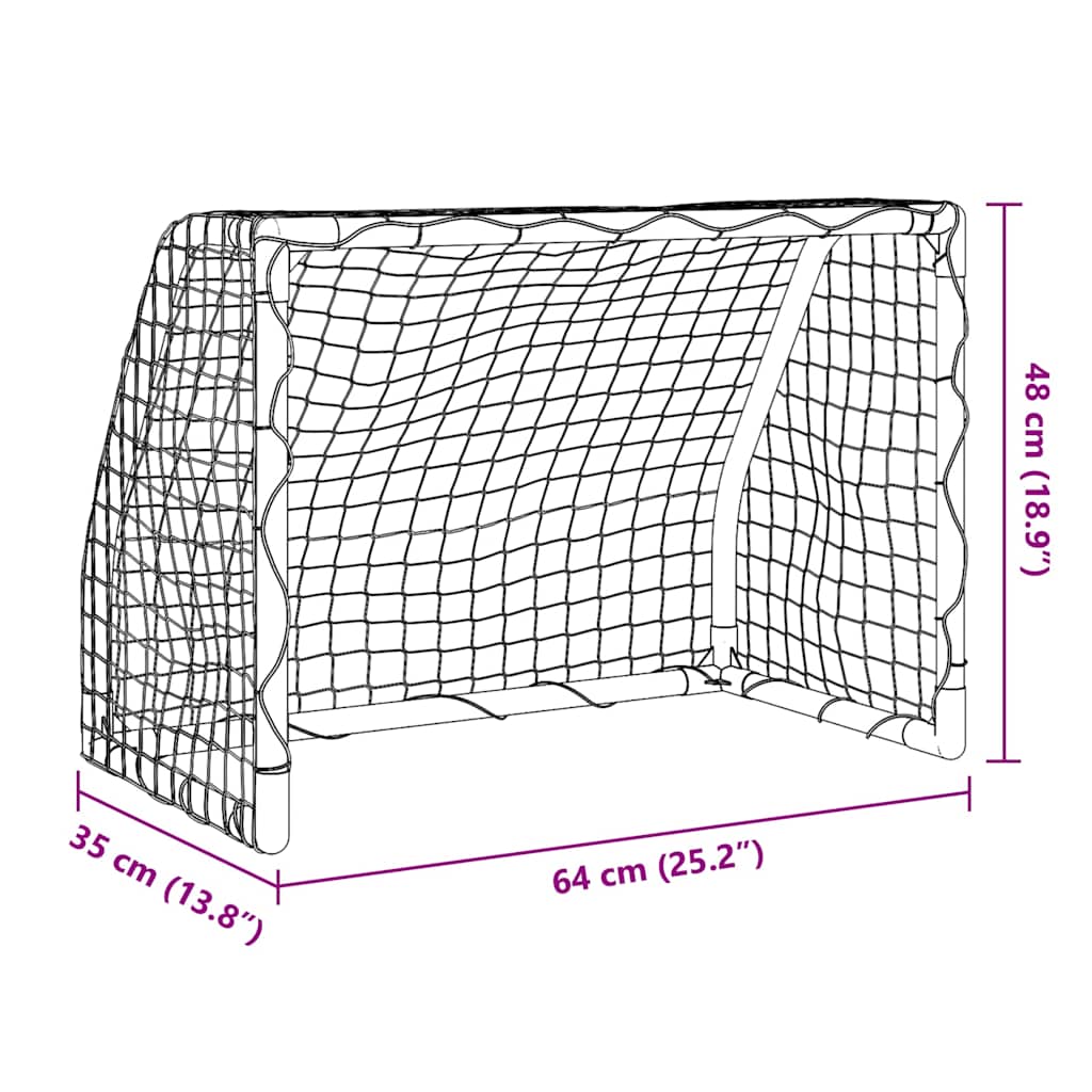 Fotballmål For Barn 2 Stk Med Ball Hvit 64X35X48 Cm Metall