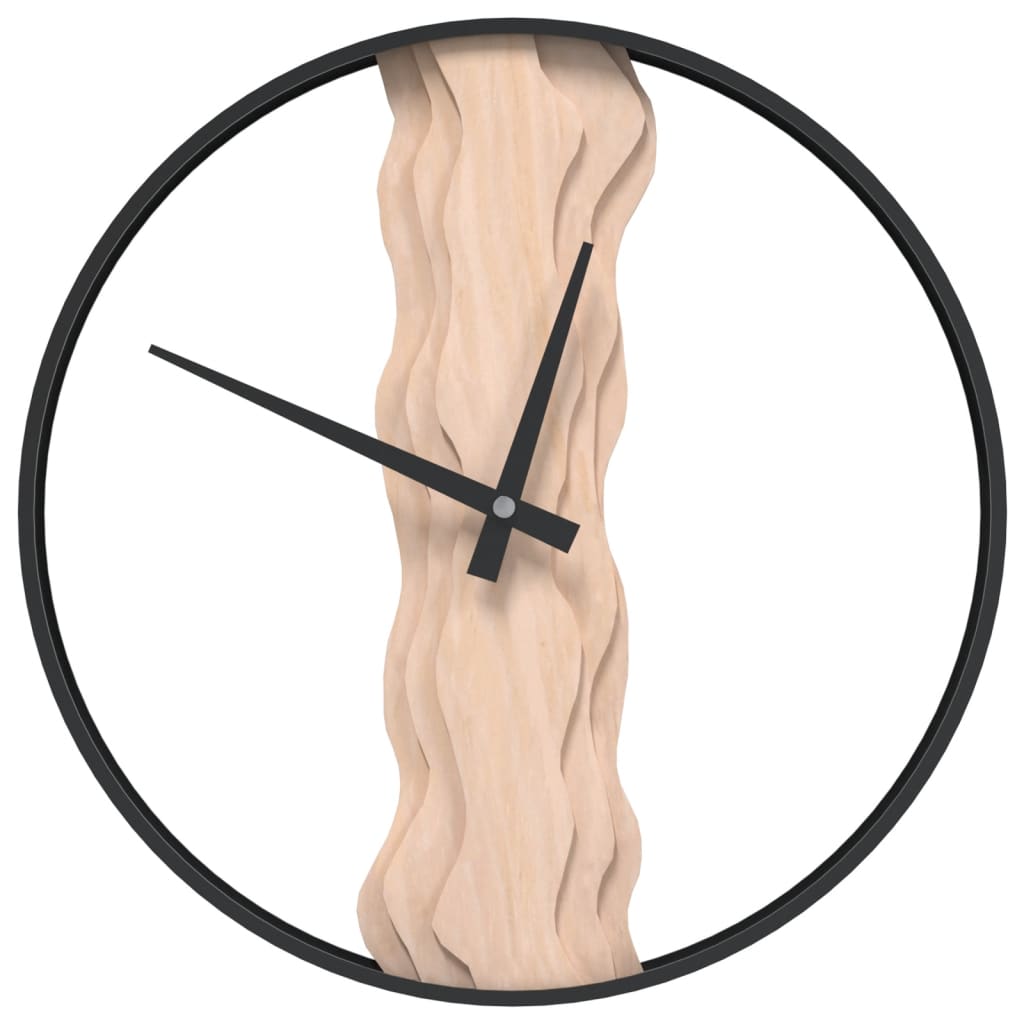 Veggklokke Brun Ø35 Cm Jern Og Eik