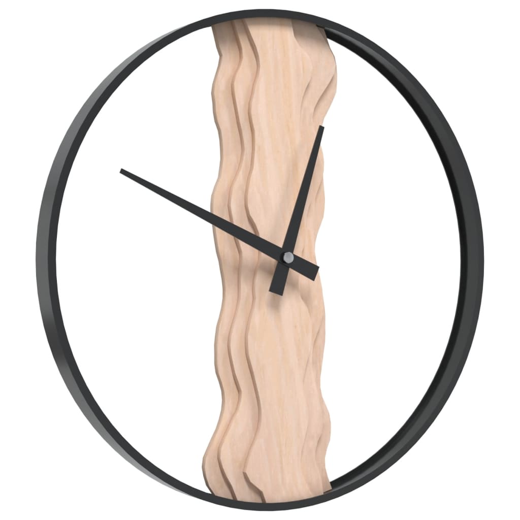 Veggklokke Brun Ø35 Cm Jern Og Eik