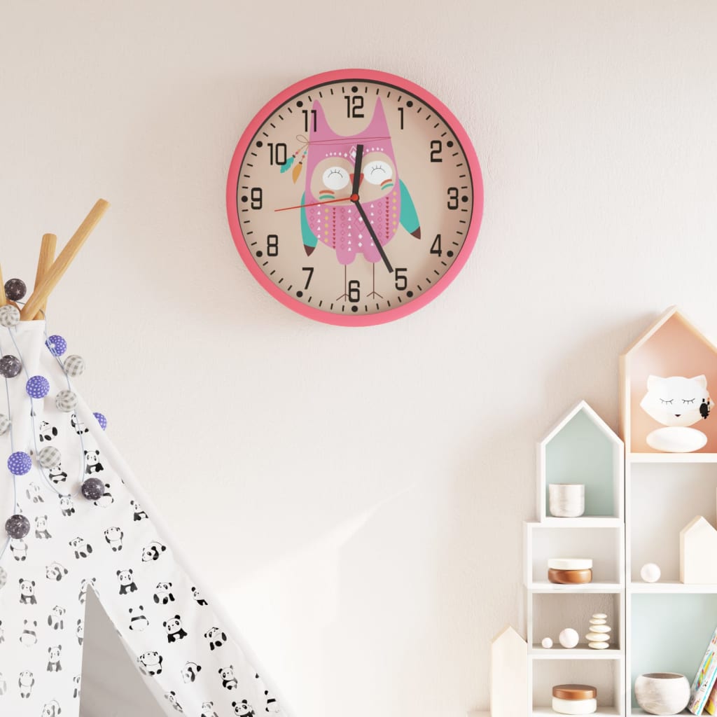 Veggklokke Rosa Ø25,5 Cm Polystyren Og Glass