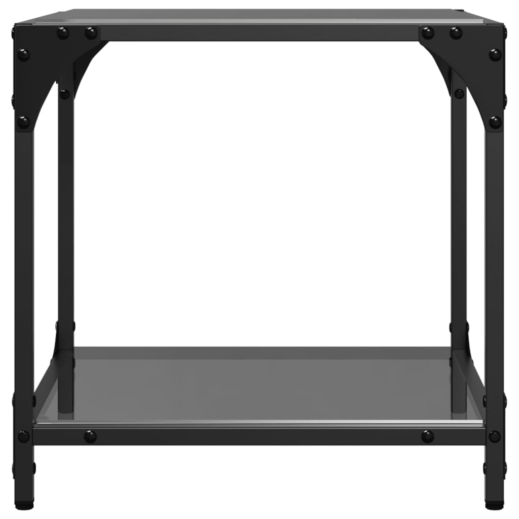 Salongbord Med Svart Glassplate 2 Stk 40X40X40 Cm Stål