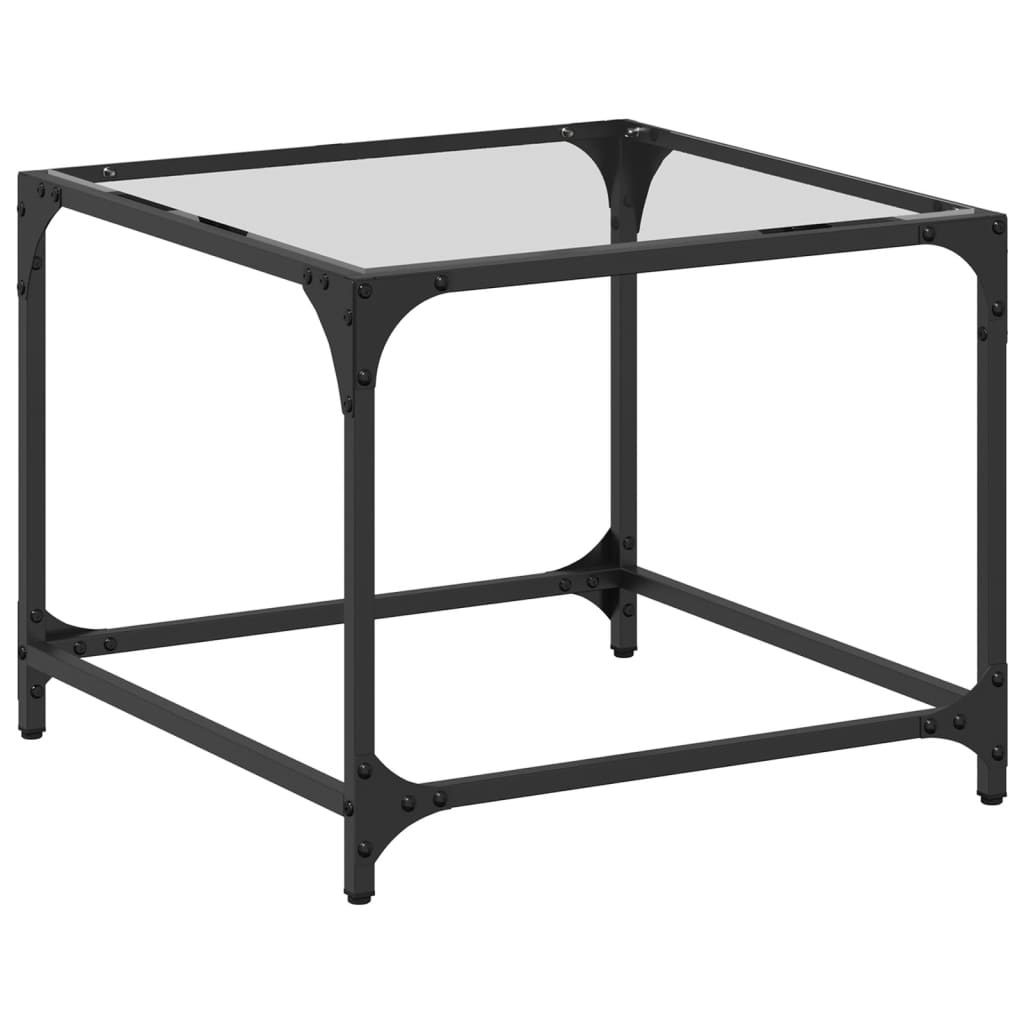 Sofabord Med Gjennomsiktig Glassplate 50X50X40 Cm Stål