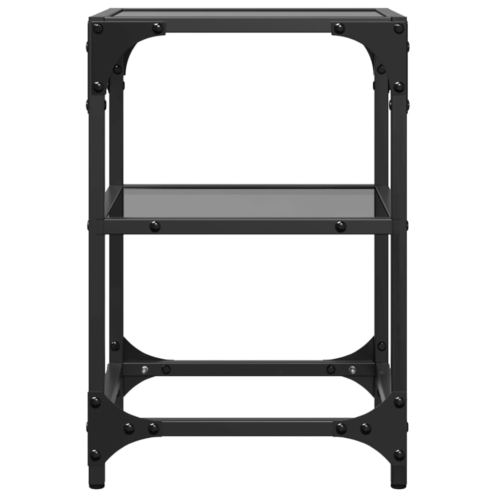 Salongbord Med Svart Glassplate 2 Stk 30X30X45 Cm Stål