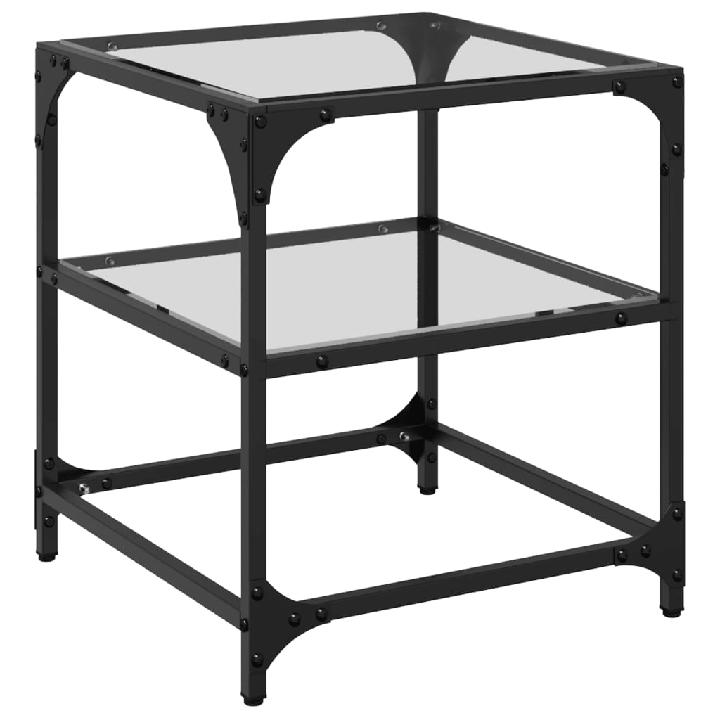 Sofabord Med Gjennomsiktig Glassplate 40X40X45 Cm Stål