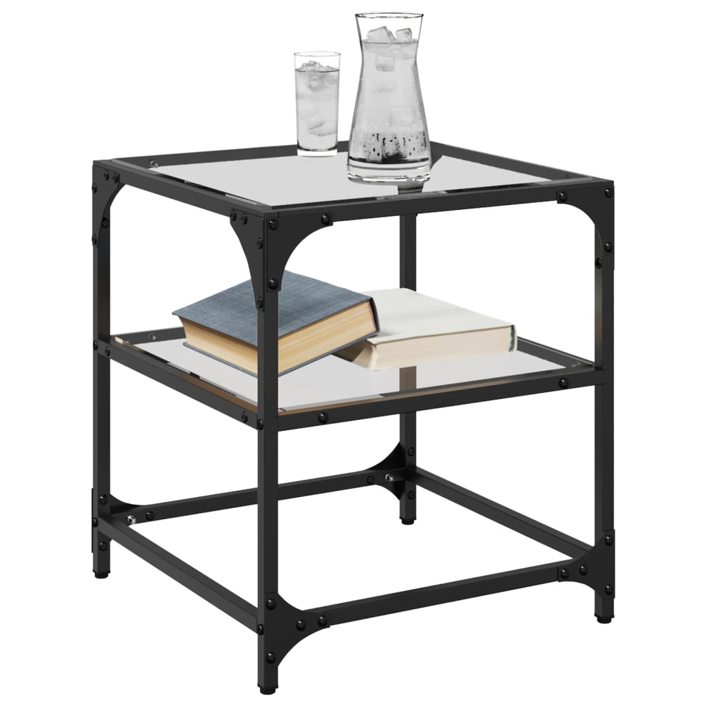 Sofabord Med Gjennomsiktig Glassplate 2 Stk 40X40X45 Cm Stål