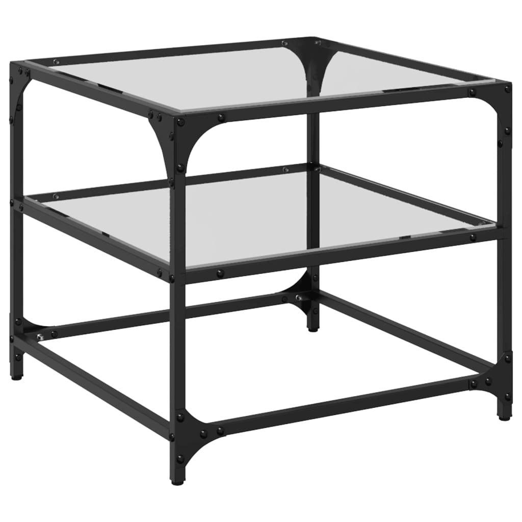 Sofabord Med Gjennomsiktig Glassplate 2 Stk 50X50X45 Cm Stål