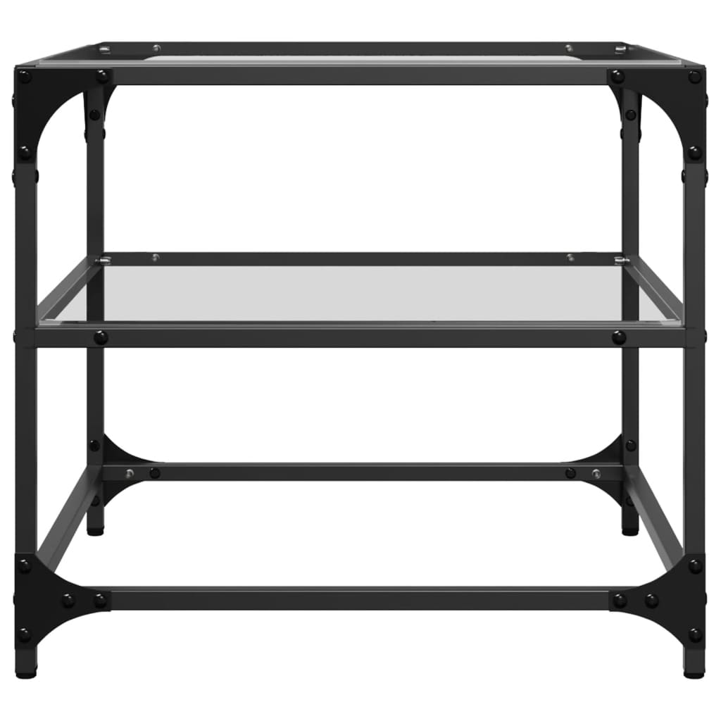 Sofabord Med Gjennomsiktig Glassplate 2 Stk 50X50X45 Cm Stål