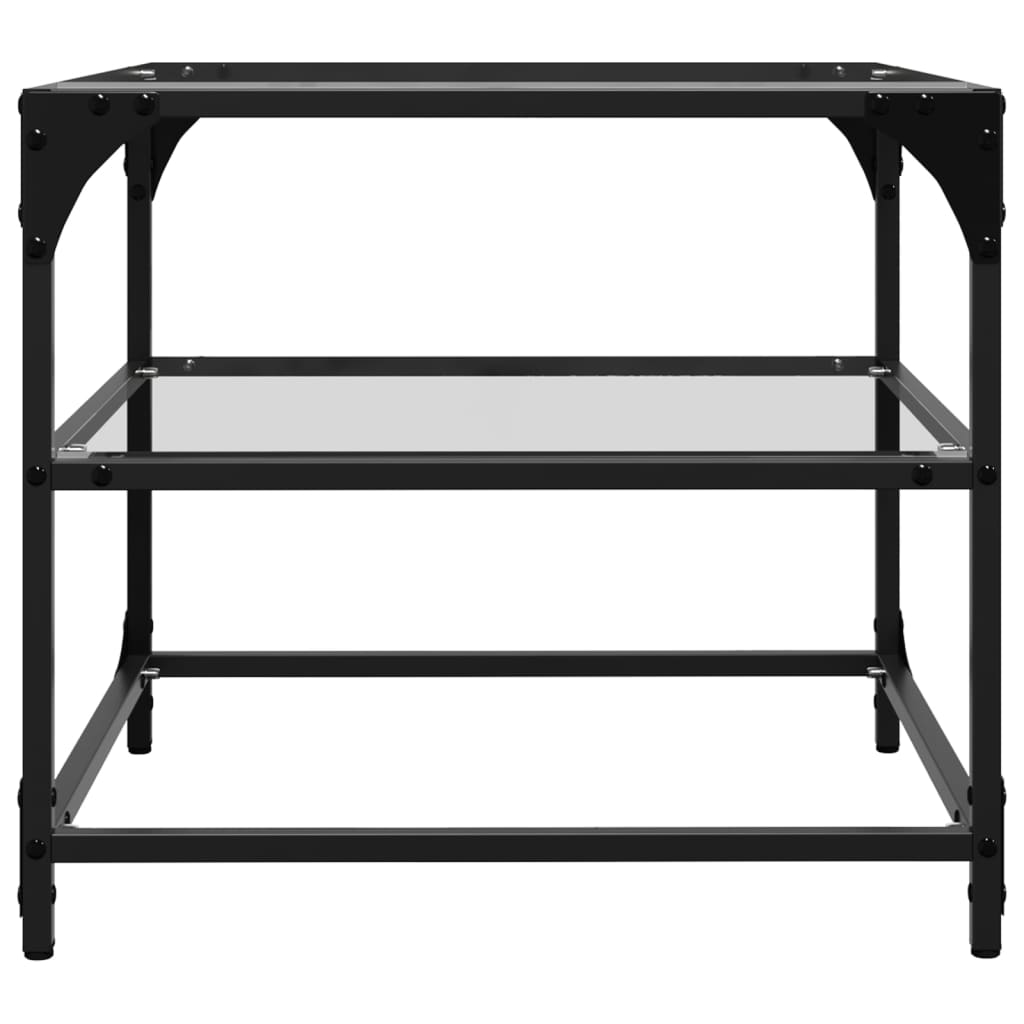 Sofabord Med Gjennomsiktig Glassplate 2 Stk 50X50X45 Cm Stål