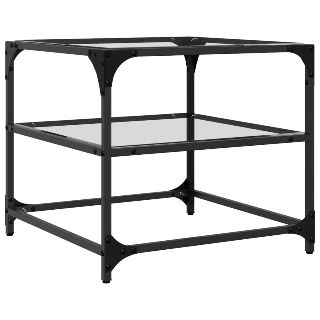 Sofabord Med Gjennomsiktig Glassplate 2 Stk 50X50X45 Cm Stål