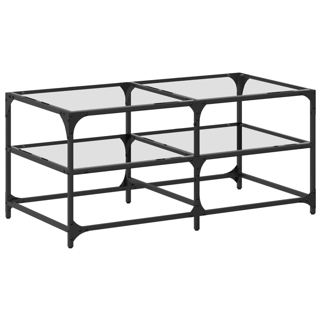 Sofabord Med Gjennomsiktig Glassplate 98,5X50X45 Cm Stål