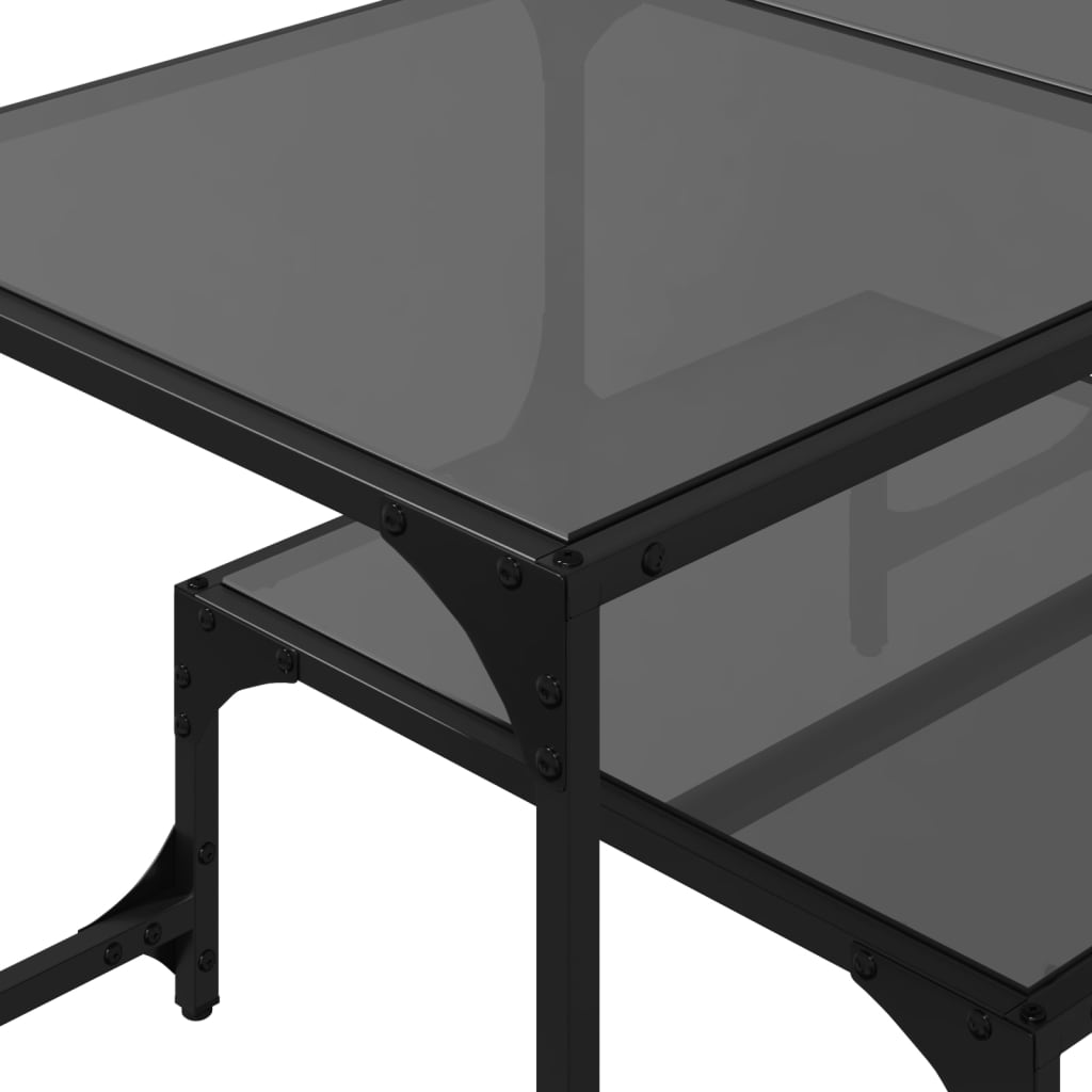 Salongbord Med Svart Glassplate 98,5X50X45 Cm Stål