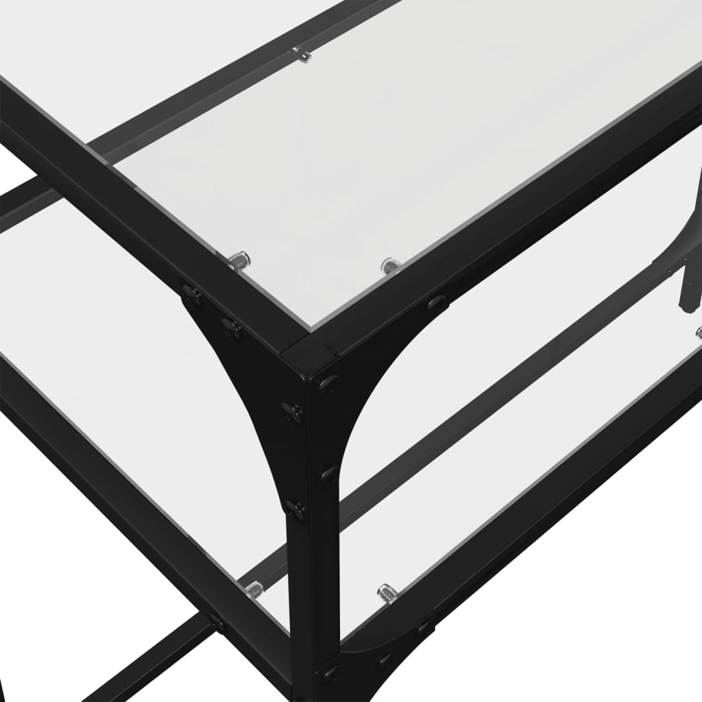 Konsollbord Med Gjennomsiktig Glassplate 98X35X81 Cm Stål