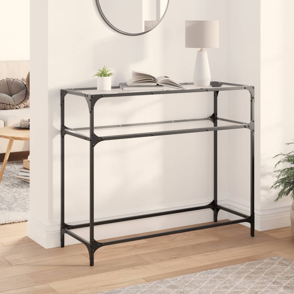 Konsollbord Med Gjennomsiktig Glassplate 98X35X81 Cm Stål