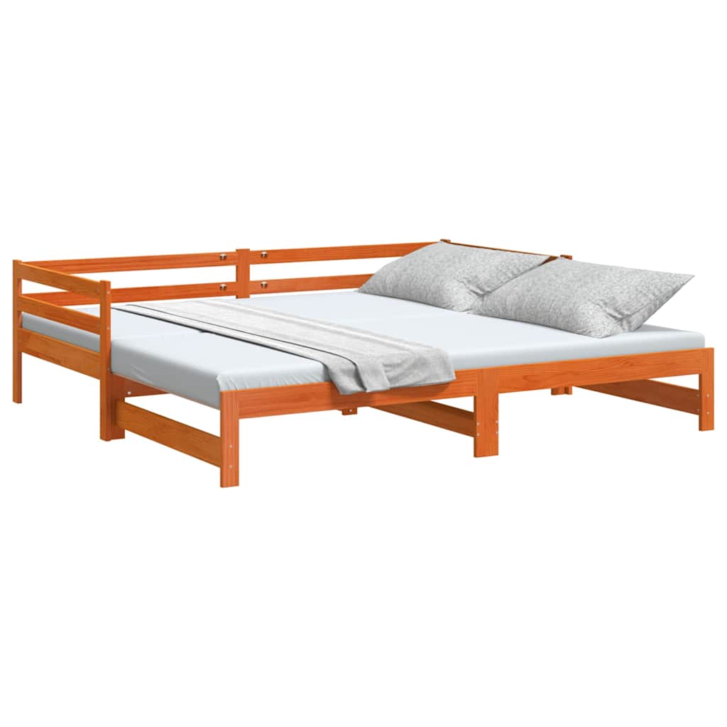 Uttrekkbar Dagseng Voksbrun 90X200 Cm Heltre Furu