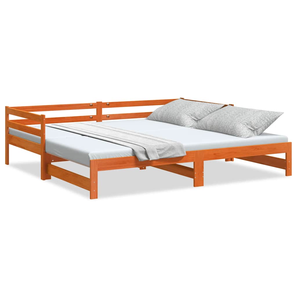 Uttrekkbar Dagseng Voksbrun 80X200 Cm Heltre Furu