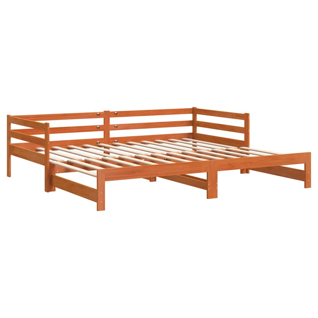 Uttrekkbar Dagseng Voksbrun 80X200 Cm Heltre Furu