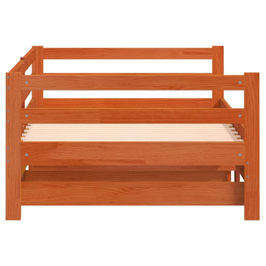 Uttrekkbar Dagseng Voksbrun 80X200 Cm Heltre Furu
