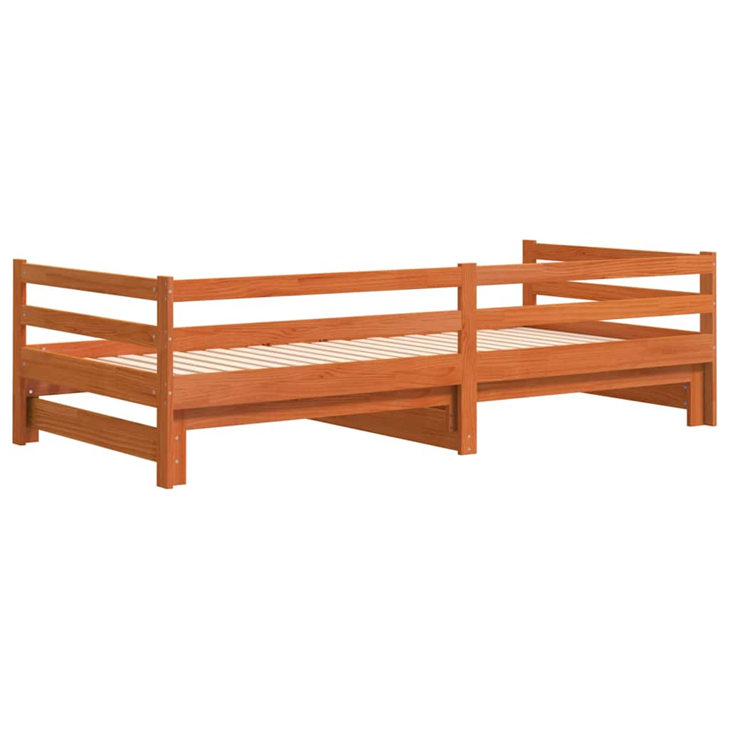 Uttrekkbar Dagseng Voksbrun 80X200 Cm Heltre Furu