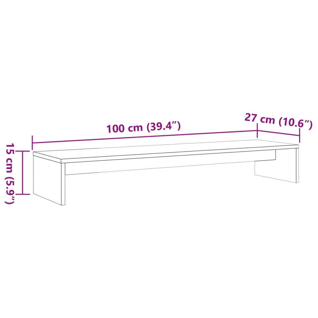 Monitorstativ Voksbrun 100X27X15 Cm Heltre Furu