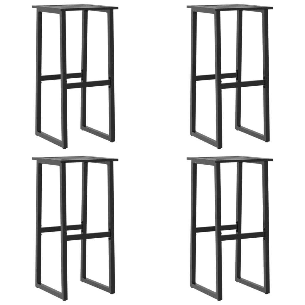 Barkrakker 4 Stk Svart 38X38X80 Cm Pulverlakkert Stål