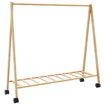 Klesstativ Med Hyller Og Hjul 106X34X106,5 Cm Bambus