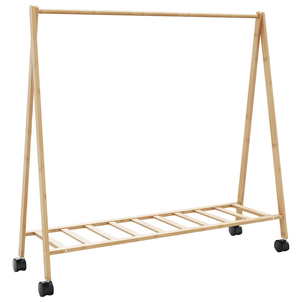 Klesstativ Med Hyller Og Hjul 106X34X106,5 Cm Bambus