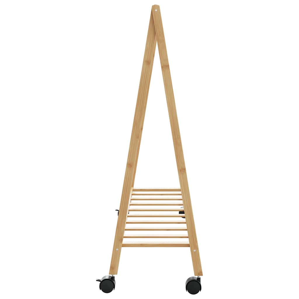 Klesstativ Med Hyller Og Hjul 106X34X106,5 Cm Bambus