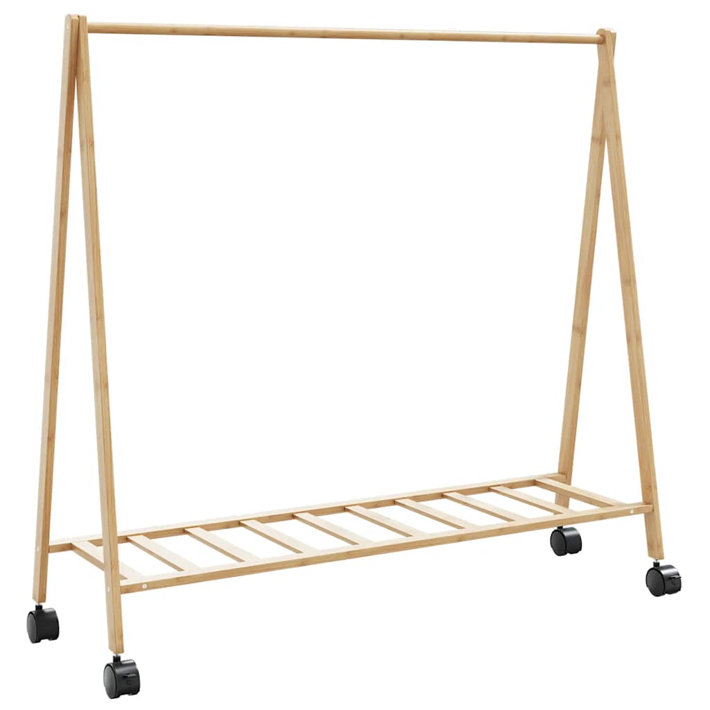 Klesstativ Med Hyller Og Hjul 106X34X106,5 Cm Bambus