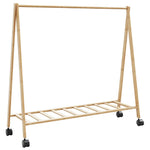 Klesstativ Med Hyller Og Hjul 106X34X106,5 Cm Bambus