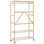 Klesstativ Med Hyller Og Hjul 110X40X180 Cm Bambus