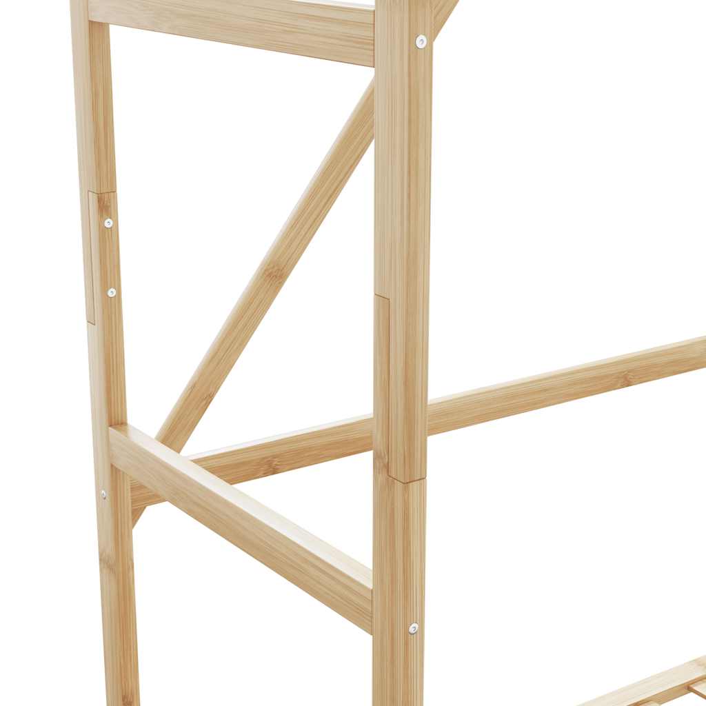 Klesstativ Med Hyller Og Hjul 110X40X180 Cm Bambus