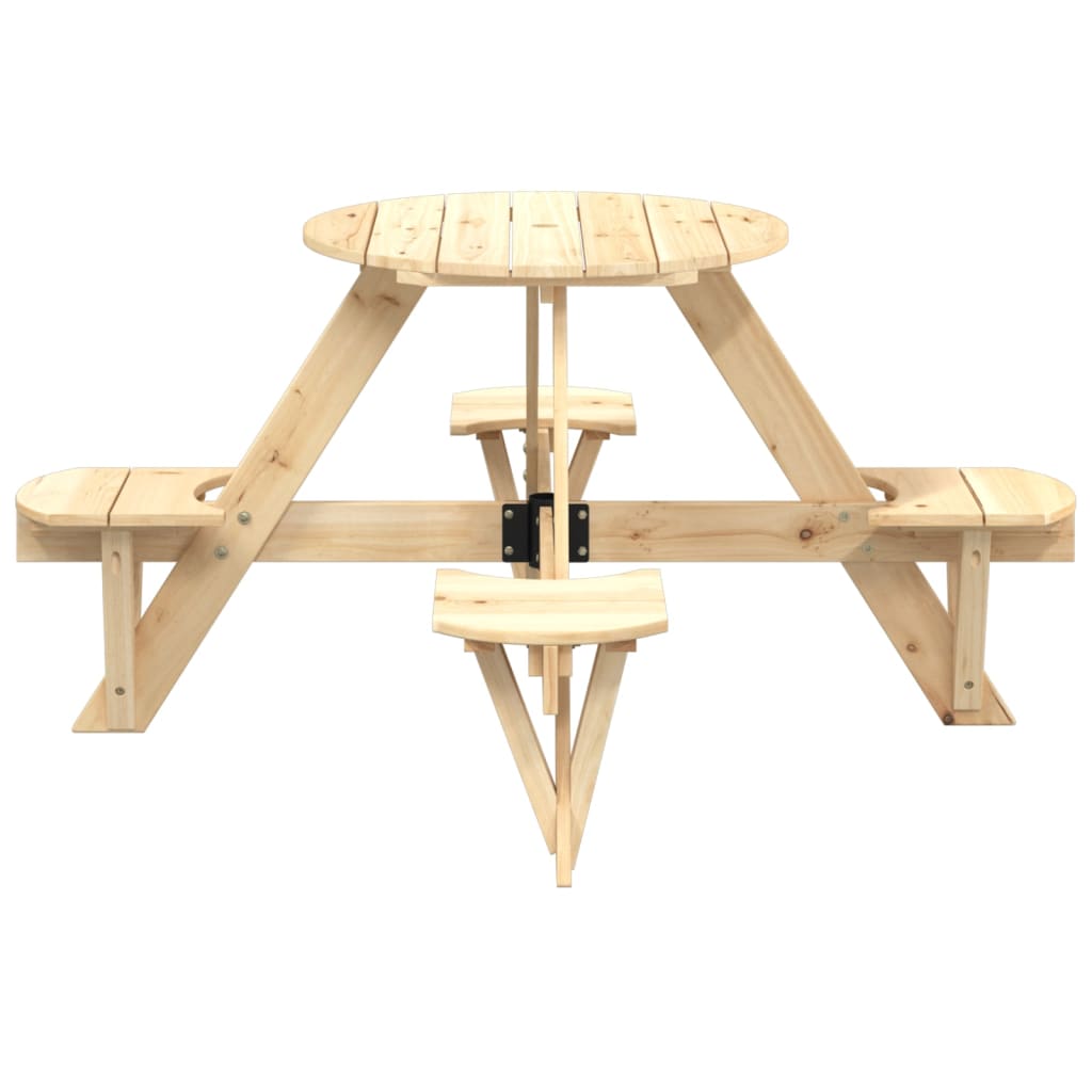 Piknikbord For 4 Barn Med Parasollhull Rund Heltre Gran